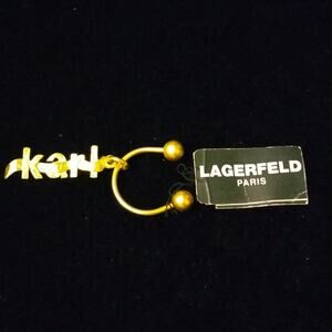 Karl Lagerfeld Paris Vintage 80s Gold Toned Keychain Keyring  NWT